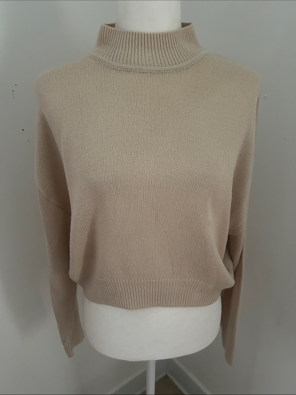 H&M Beige Short Turtleneck Cropped Sweater sz S/M